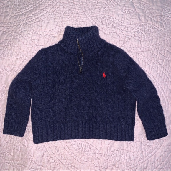 Ralph Lauren | Navy Wool Cashmere Quarter Zip Sweater - Picture 1 of 5